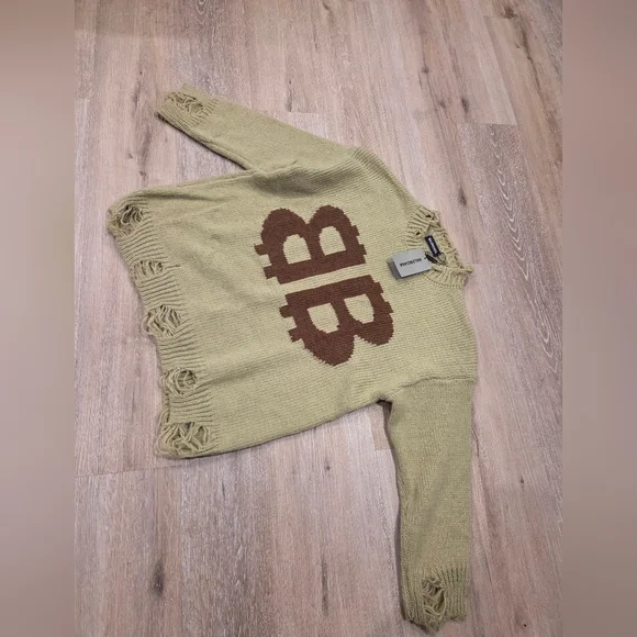 Beige & Brown Sweater with Logo - Picture 1 of 4
